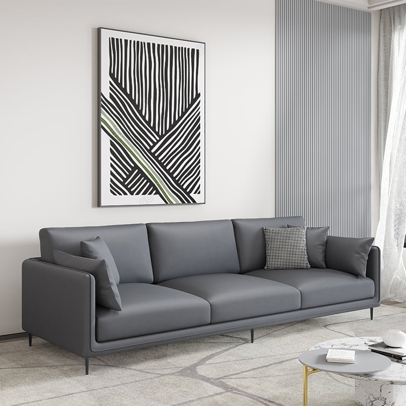 Zeitgenössische Kunstleder -Smoking -Standardsofa mit Folsterkissen