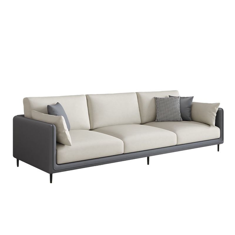 Zeitgenössische Kunstleder -Smoking -Standardsofa mit Folsterkissen