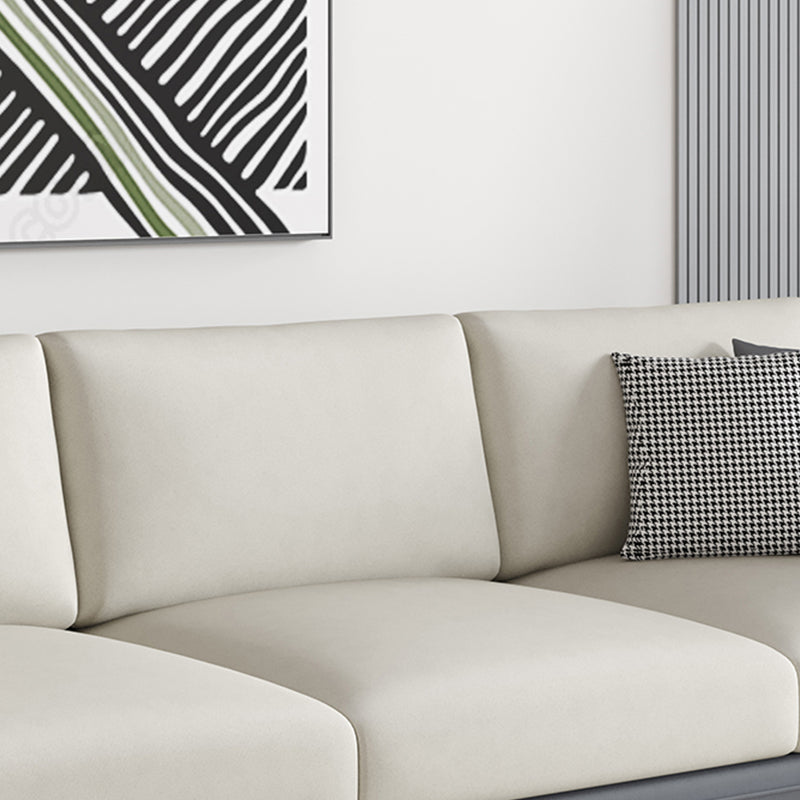 Zeitgenössische Kunstleder -Smoking -Standardsofa mit Folsterkissen
