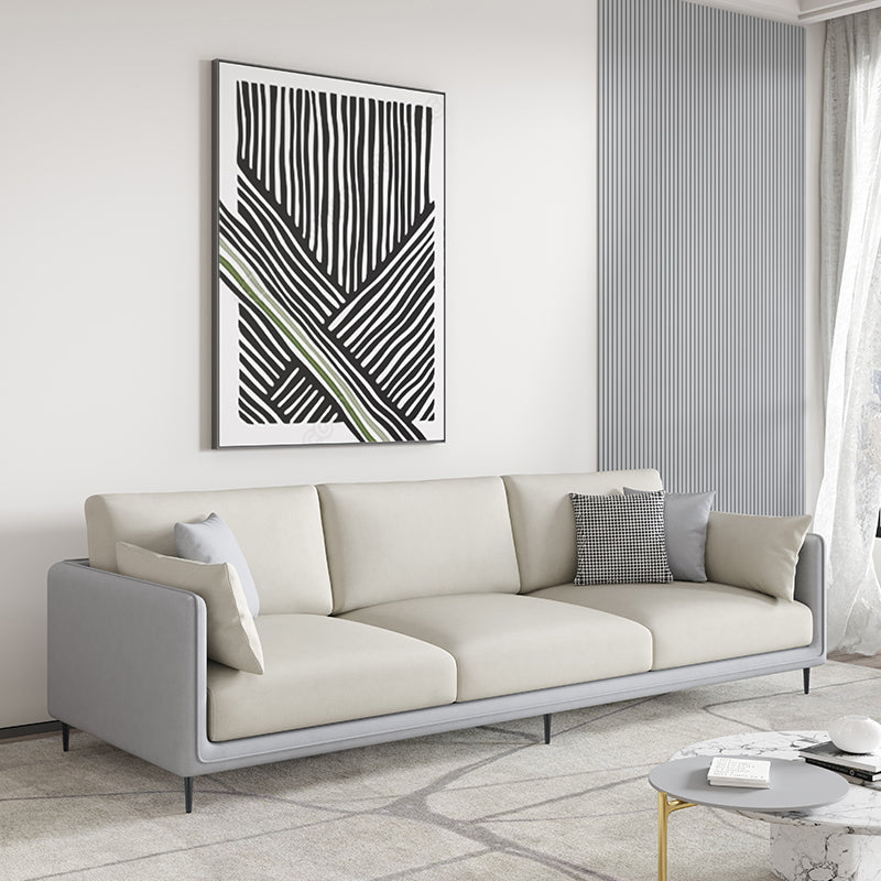 Zeitgenössische Kunstleder -Smoking -Standardsofa mit Folsterkissen