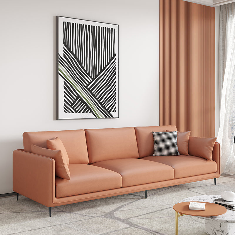 Zeitgenössische Kunstleder -Smoking -Standardsofa mit Folsterkissen
