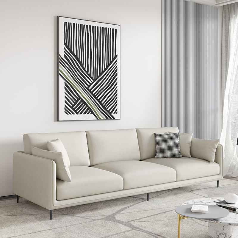 Zeitgenössische Kunstleder -Smoking -Standardsofa mit Folsterkissen