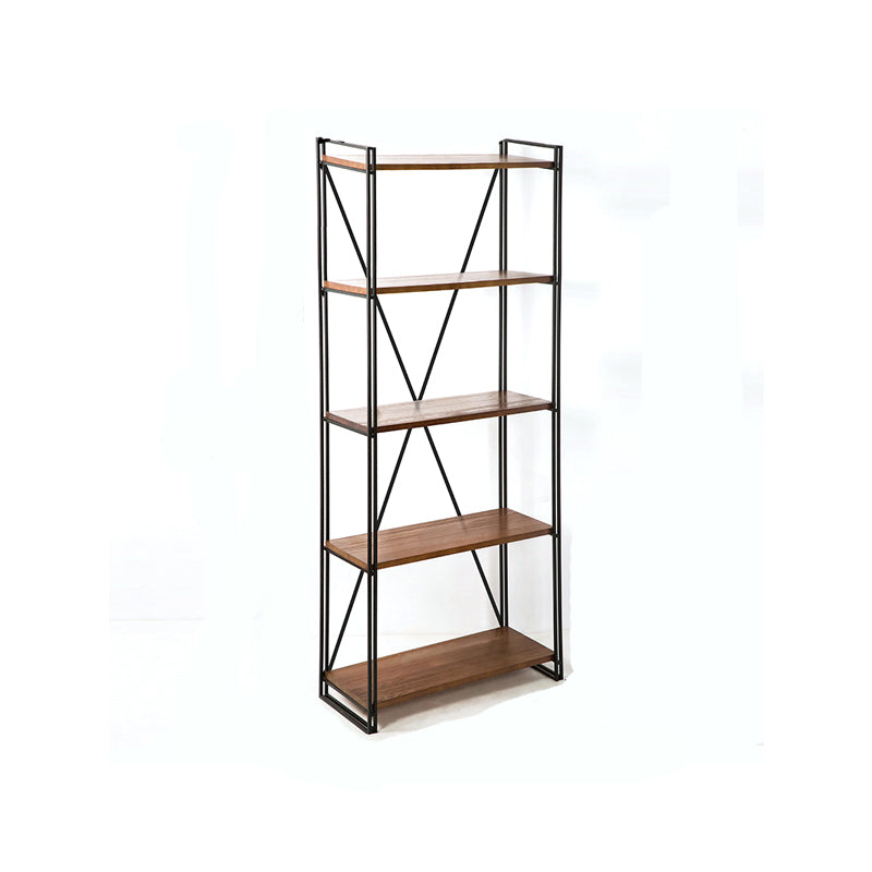 Libreria in stile industriale scaffale aperto in legno massiccio per home office