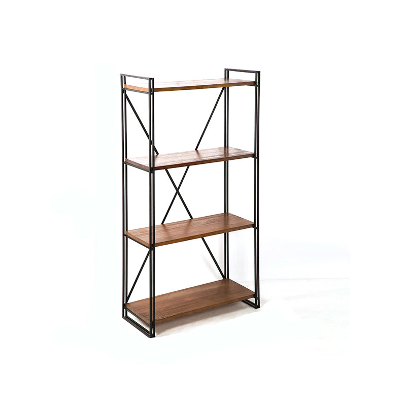 Libreria in stile industriale scaffale aperto in legno massiccio per home office