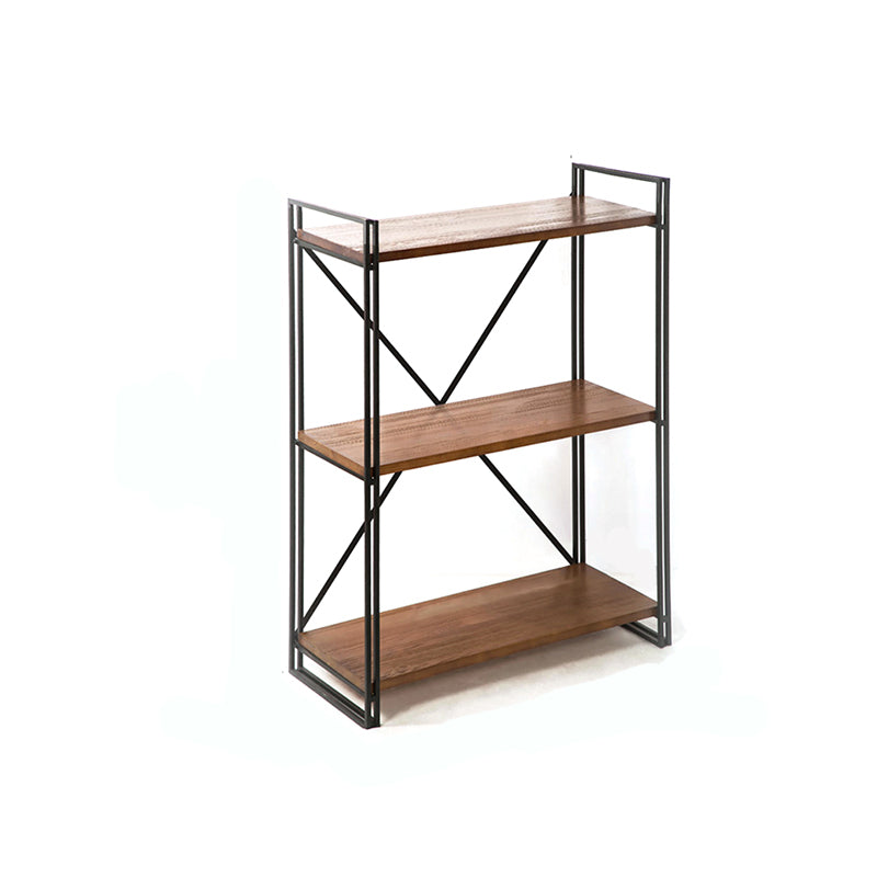 Libreria in stile industriale scaffale aperto in legno massiccio per home office