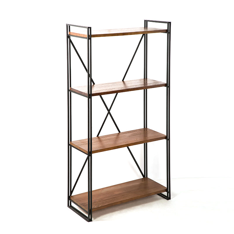 Libreria in stile industriale scaffale aperto in legno massiccio per home office