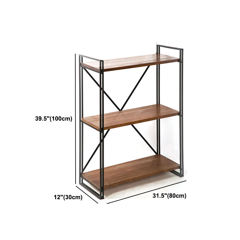 Libreria in stile industriale scaffale aperto in legno massiccio per home office