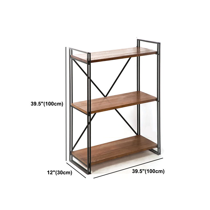 Libreria in stile industriale scaffale aperto in legno massiccio per home office