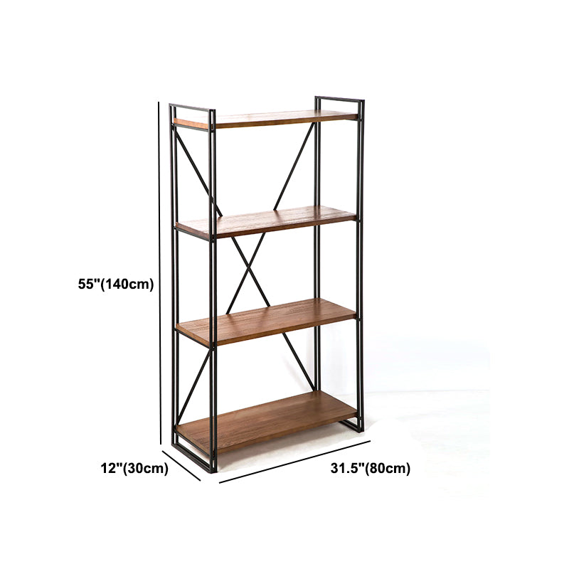 Libreria in stile industriale scaffale aperto in legno massiccio per home office