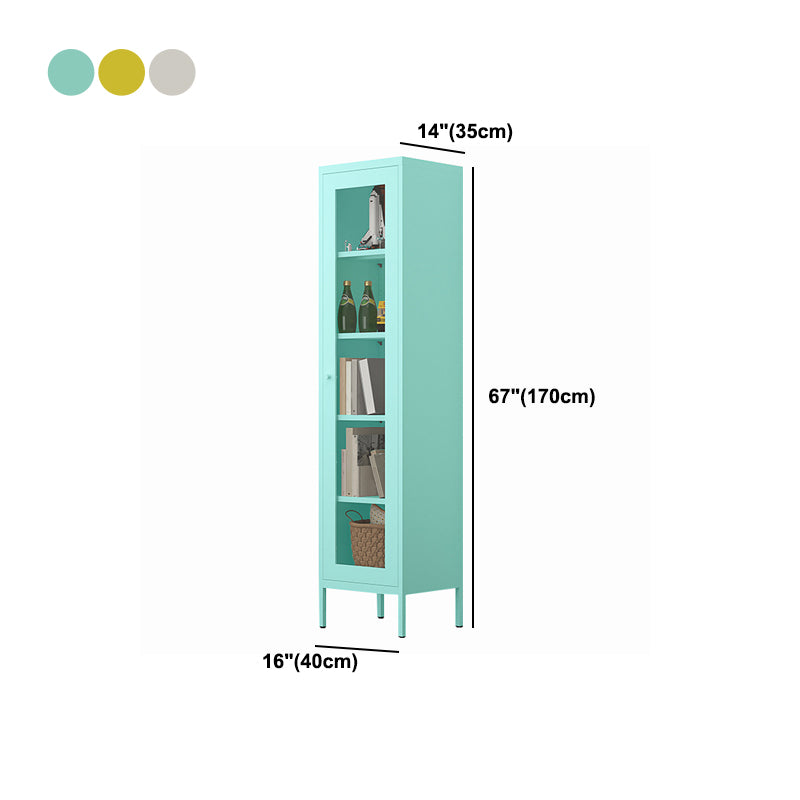Libreria standard verticale in acciaio scandinavo con porta di vetro tempestiva chiara