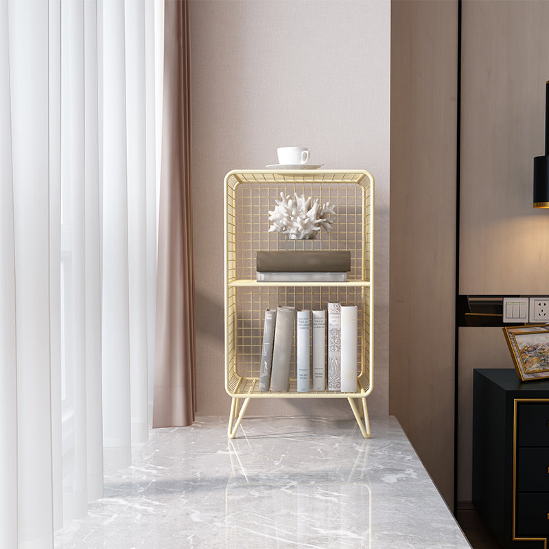 Modern Metal Standard Bookshelf Gold and Black Iron Closed Back Bookshelf