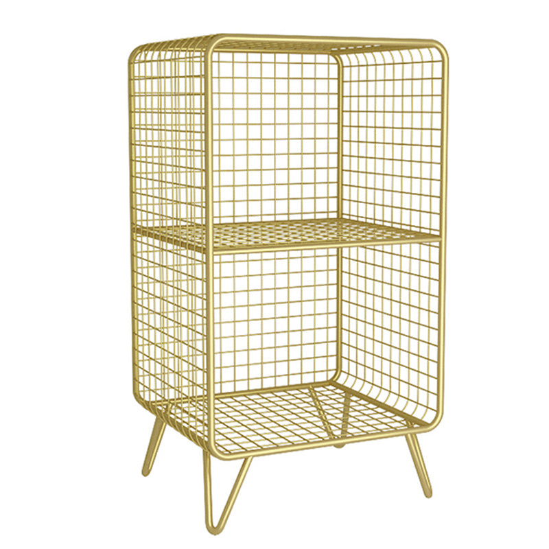 Modern Metal Standard Bookshelf Gold and Black Iron Closed Back Bookshelf