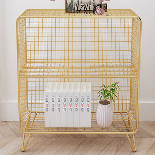 Modern Metal Standard Bookshelf Gold and Black Iron Closed Back Bookshelf