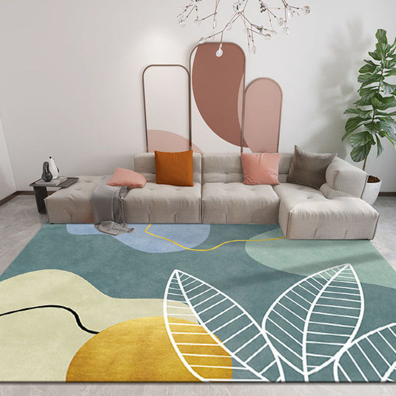 Orange Modern Rug Polyester Pattern Rug Stain Resistant Indoor Rug for Drawing Room