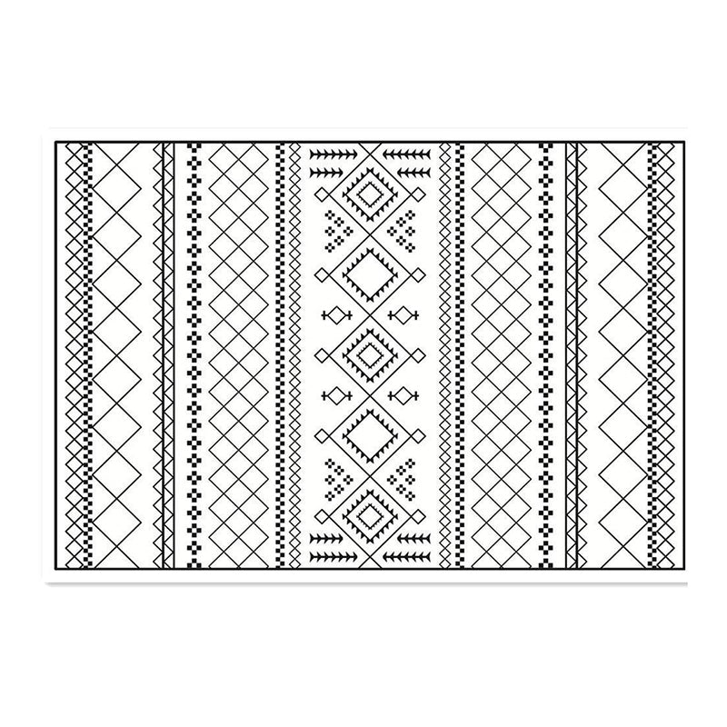 Alfombra de poliéster blanca Marruecos Alfombra gráfica de alfombra resistente a manchas para sala de estar