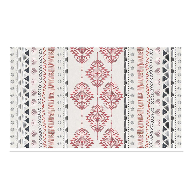 White Morocco Rug Polyester Graphic Rug Stain Resistant Rug for Living Room