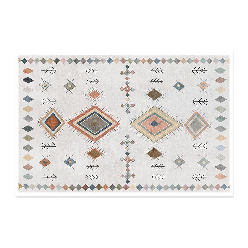 Alfombra de poliéster blanca Marruecos Alfombra gráfica de alfombra resistente a manchas para sala de estar