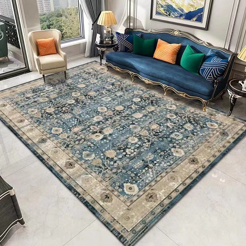 Orange Retro Carpet Polyester Print Carpet Non-Slip Backing Carpet for Living Room