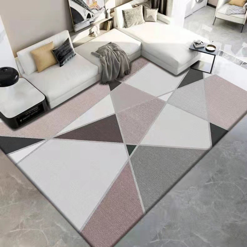 Brown Triangle Rug Polyester Modern Rug Washable Rug for Living Room
