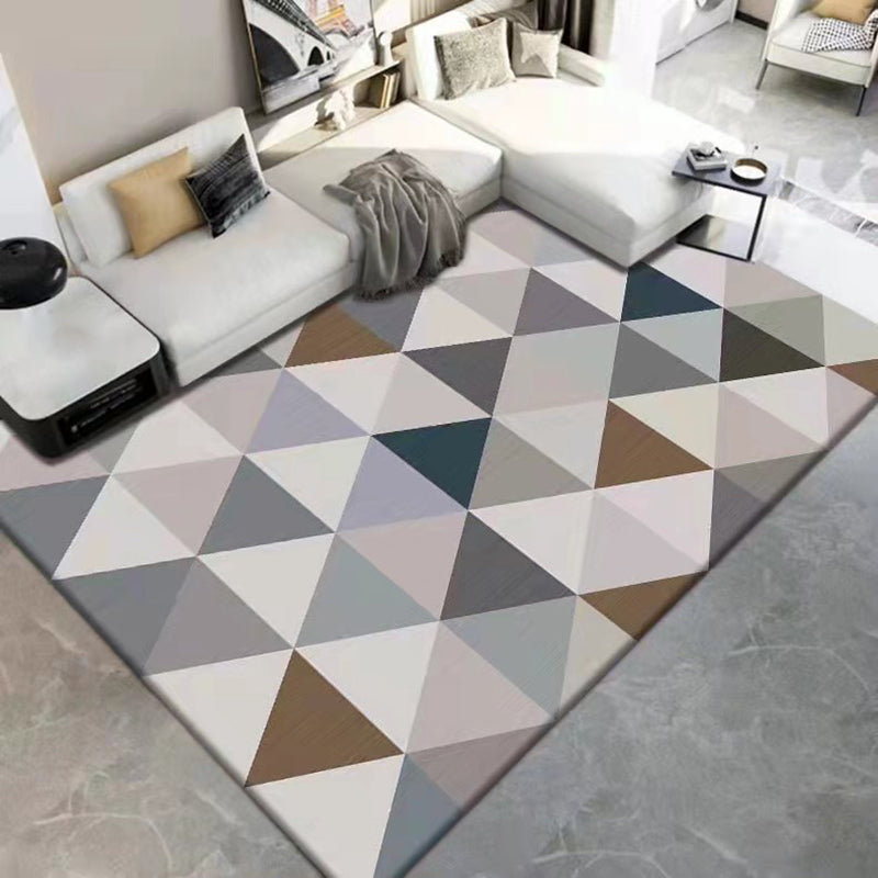 Brown Triangle Rug Polyester Modern Rug Washable Rug for Living Room