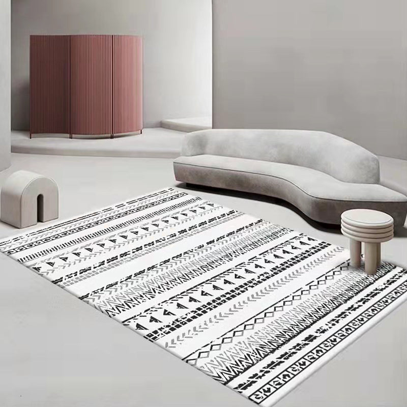 Rapis géométrique blanc Polyester Morocco Tapis résistant aux taches pour le salon