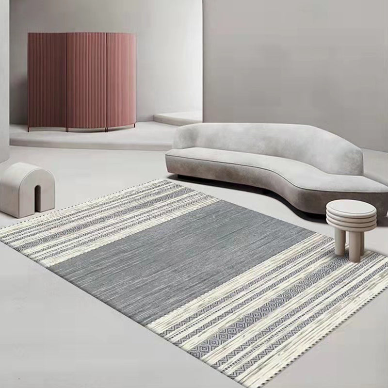 White Geometric Rug Polyester Morocco Rug Stain Resistant Rug for Living Room