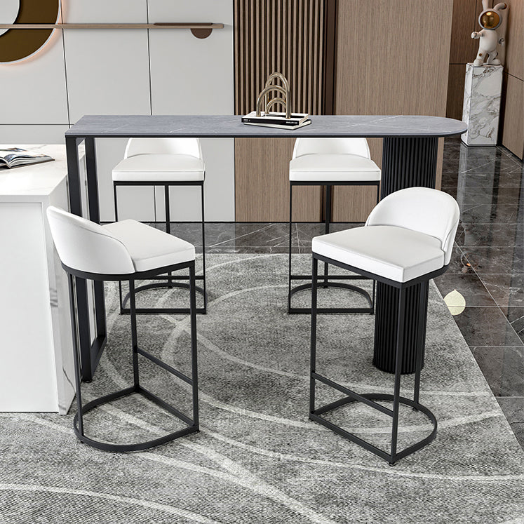 Nordic Rectangle Bar Counter Table Sintered Stone Dining Table for Kitchen with Metal Legs