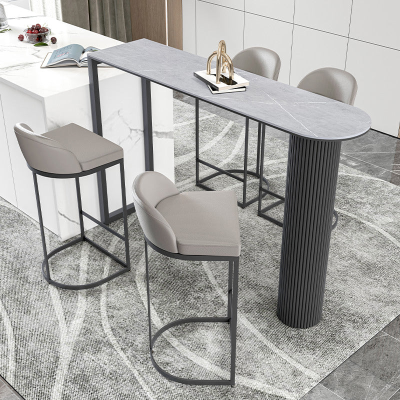 Nordic Rectangle Bar Counter Table Sintered Stone Dining Table for Kitchen with Metal Legs