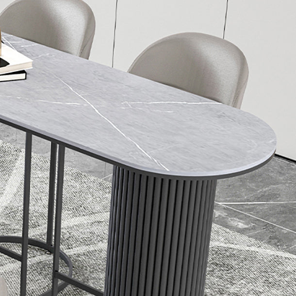 Nordic Rectangle Bar Counter Table Sintered Stone Dining Table for Kitchen with Metal Legs