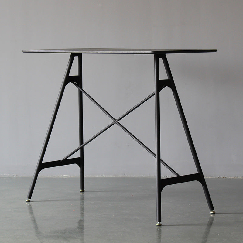 Modern Rectangle Bar Counter Table Wooden Dining Table with Metal Legs