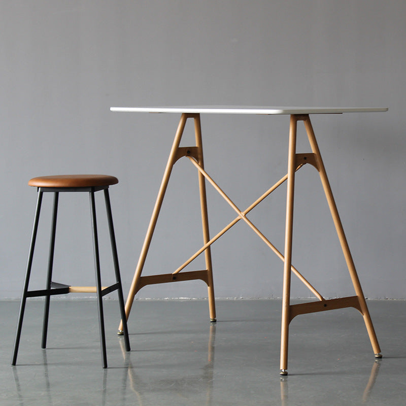 Modern Rectangle Bar Counter Table Wooden Dining Table with Metal Legs