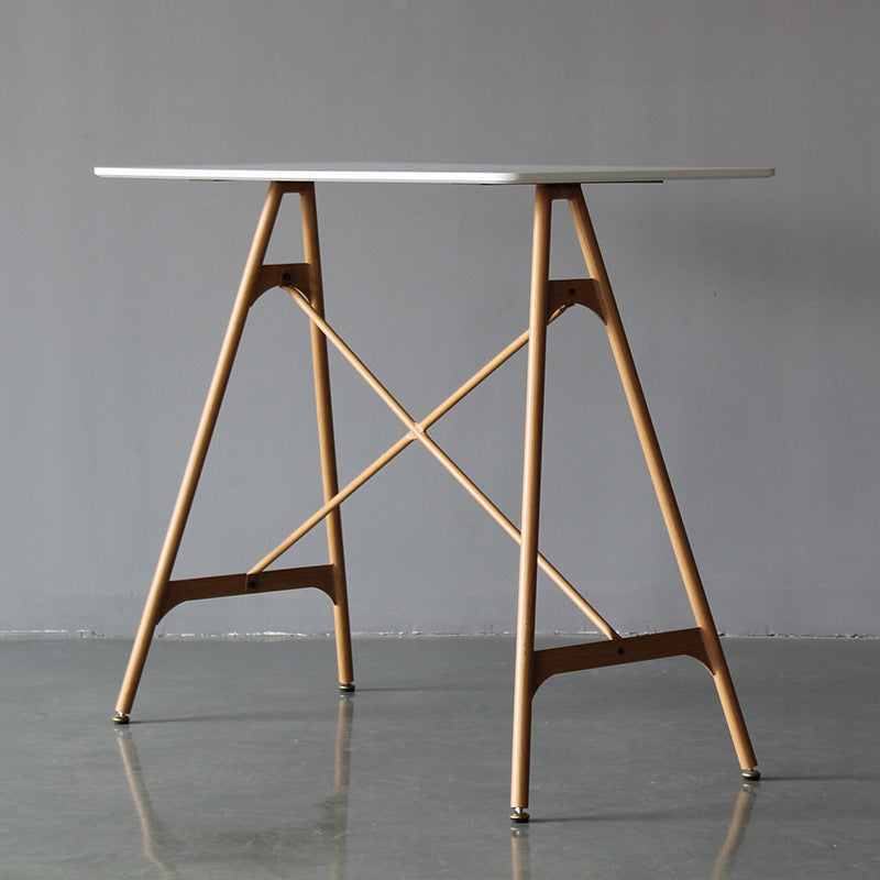 Modern Rectangle Bar Counter Table Wooden Dining Table with Metal Legs