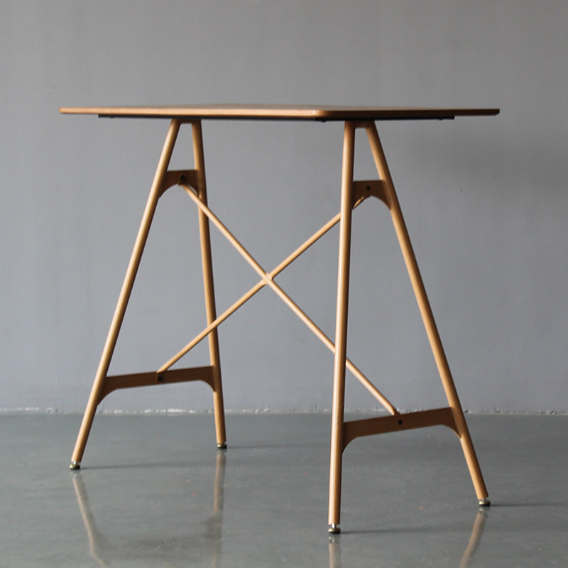 Modern Rectangle Bar Counter Table Wooden Dining Table with Metal Legs