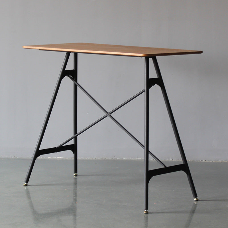 Modern Rectangle Bar Counter Table Wooden Dining Table with Metal Legs