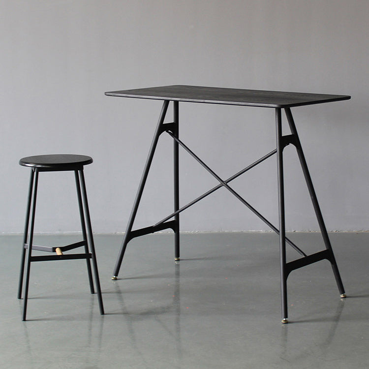 Modern Rectangle Bar Counter Table Wooden Dining Table with Metal Legs