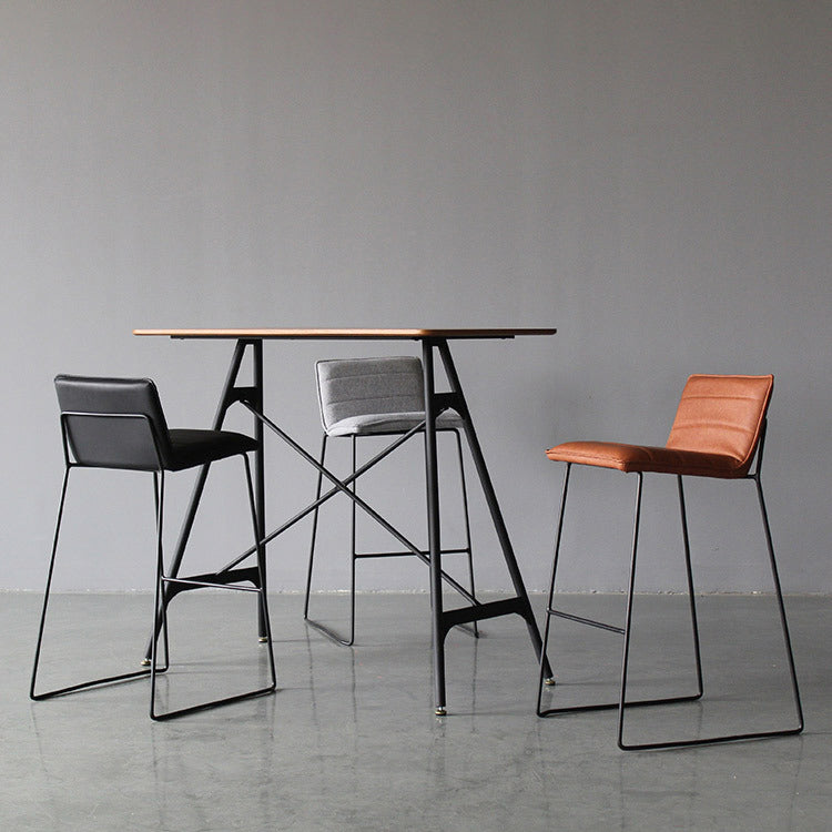 Modern Rectangle Bar Counter Table Wooden Dining Table with Metal Legs