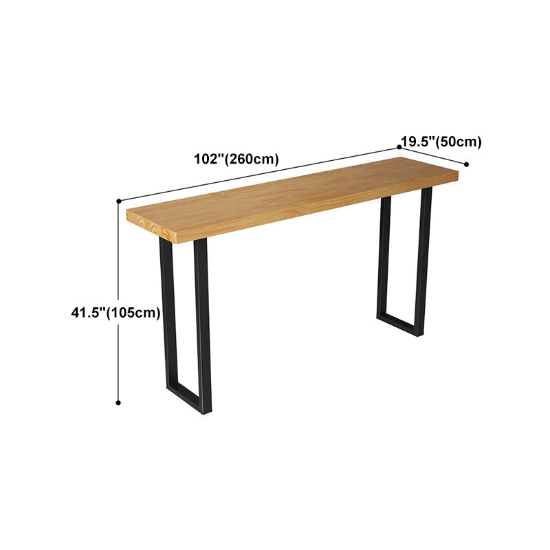 Solid Wood Bar Table Industrial Bar Dining Table with Black Sled Base