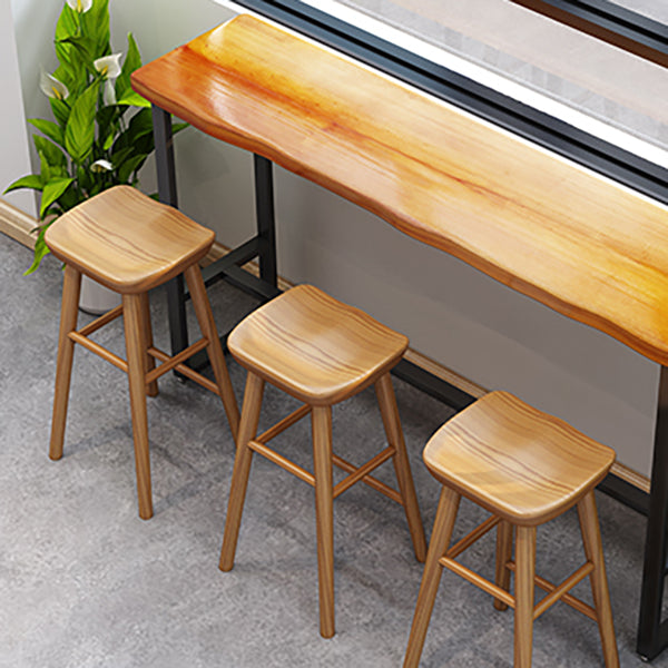 Rectangle Wood Bar Dining Table Contemporary Bar Table with Trestle Base