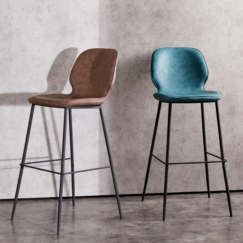 Modern Low Back Bar-stool PU Leather Bar Stool with Metal Legs