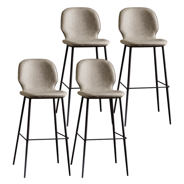 Modern Low Back Bar-stool PU Leather Bar Stool with Metal Legs