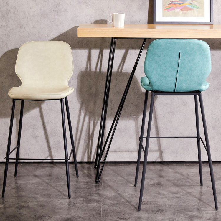Modern Low Back Bar-stool PU Leather Bar Stool with Metal Legs
