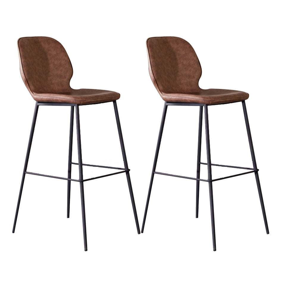 Modern Low Back Bar-stool PU Leather Bar Stool with Metal Legs