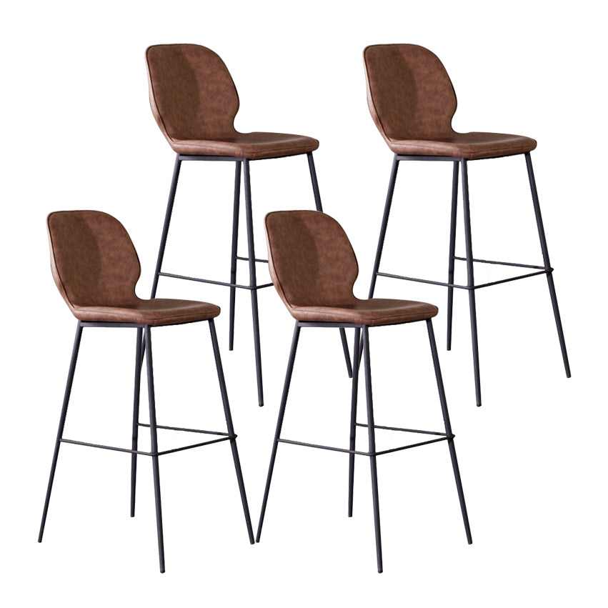 Modern Low Back Bar-stool PU Leather Bar Stool with Metal Legs