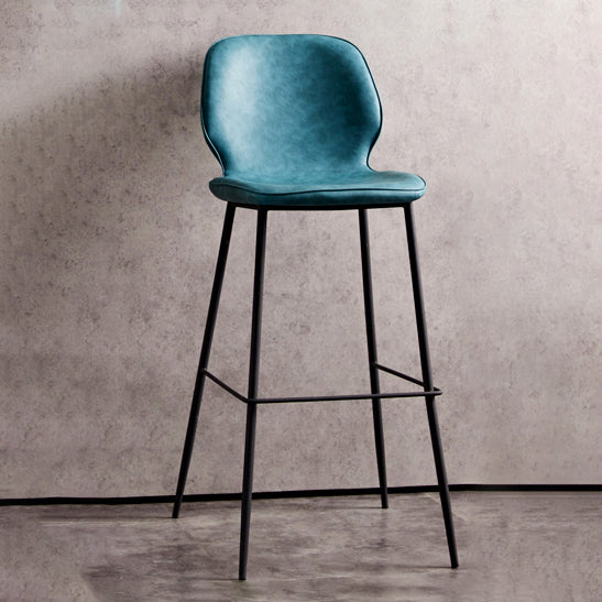 Modern Low Back Bar-stool PU Leather Bar Stool with Metal Legs