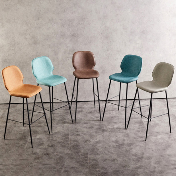 Modern Low Back Bar-stool PU Leather Bar Stool with Metal Legs