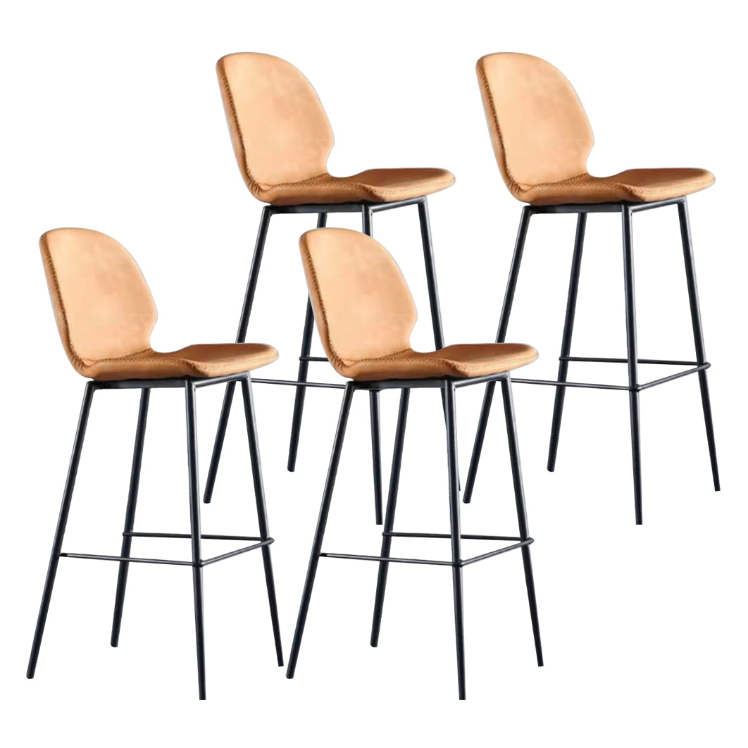 Modern Low Back Bar-stool PU Leather Bar Stool with Metal Legs
