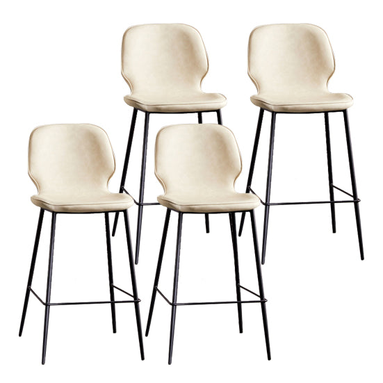Modern Low Back Bar-stool PU Leather Bar Stool with Metal Legs