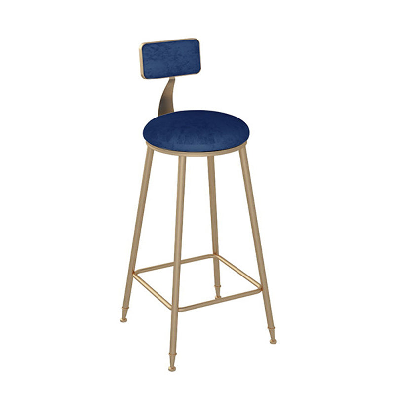 Scandinavian Bar and Counter Stool Low Back Stool with 4 Legs in Gold
