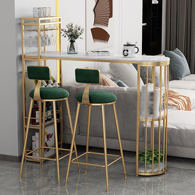 Scandinavian Bar and Counter Stool Low Back Stool with 4 Legs in Gold