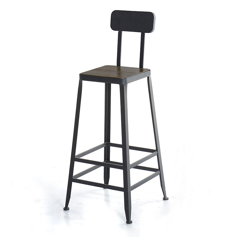 Industrial Bar and Counter Stool Low Back Stool with 4 Metal Legs